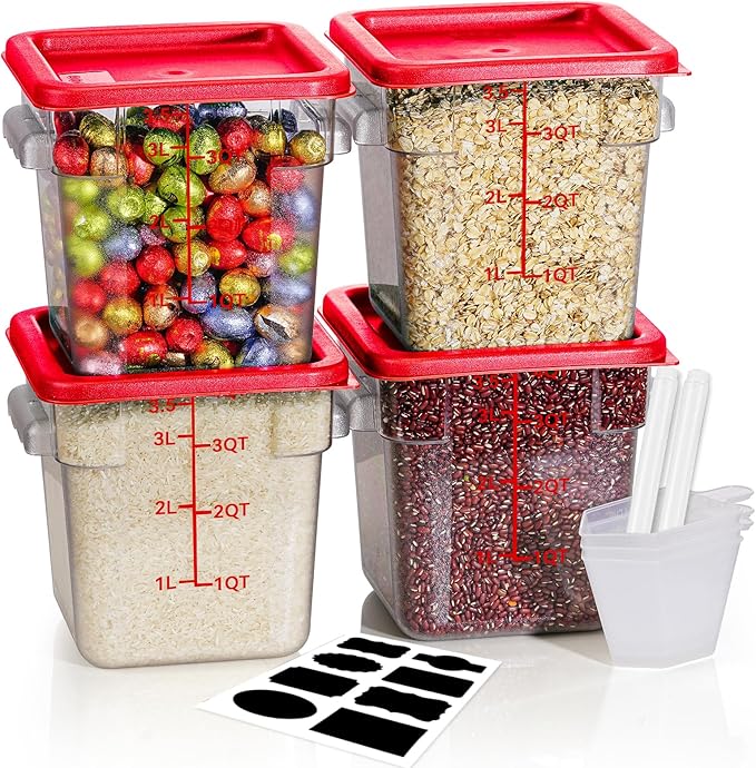 4QT NSF Food Storage Containers: 8 PCS [Food